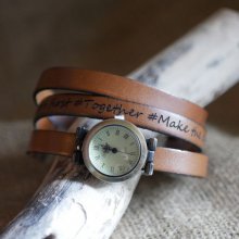 Customizable triple tour bracelet watch with bronze dial 