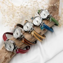 Customizable and colorful leather jewelry watch for women
