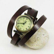 Leather bracelet watch 3 turns customizable