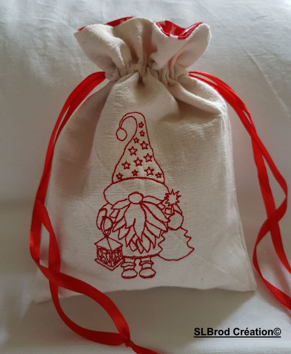 Little red gnome Christmas bag