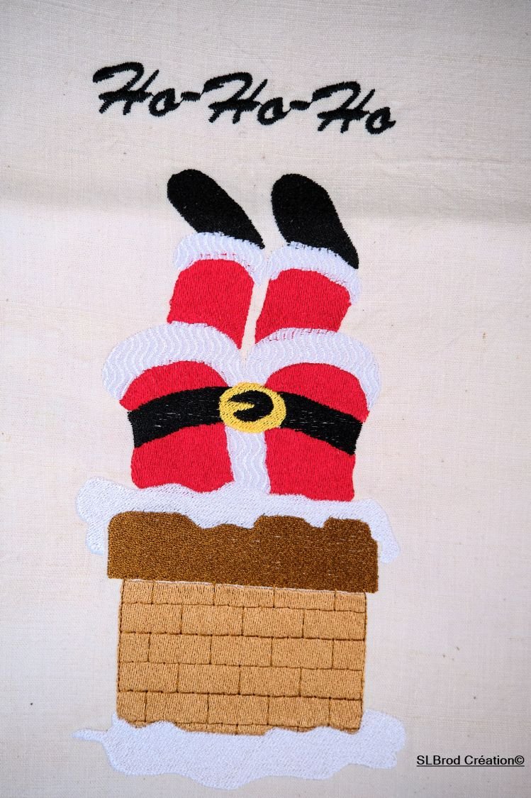 Christmas Pochon Medium size Santa Claus in the chimney