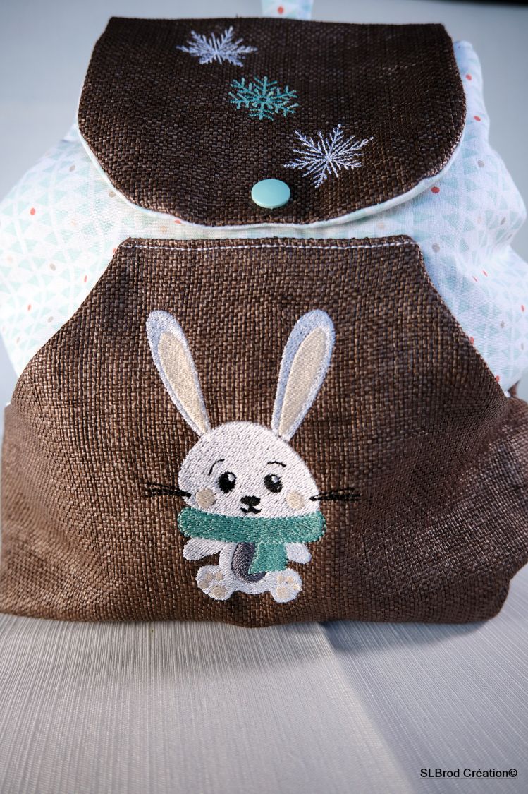 Backpack rabbit green scarf customizable