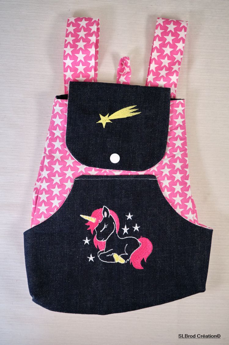 Embroidered unicorn and shooting star backpack for kids