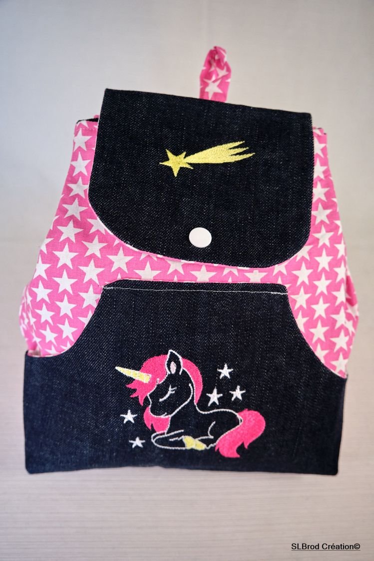 Embroidered unicorn and shooting star backpack for kids