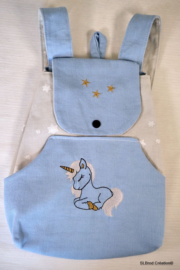 Embroidered unicorn and stars backpack for kids