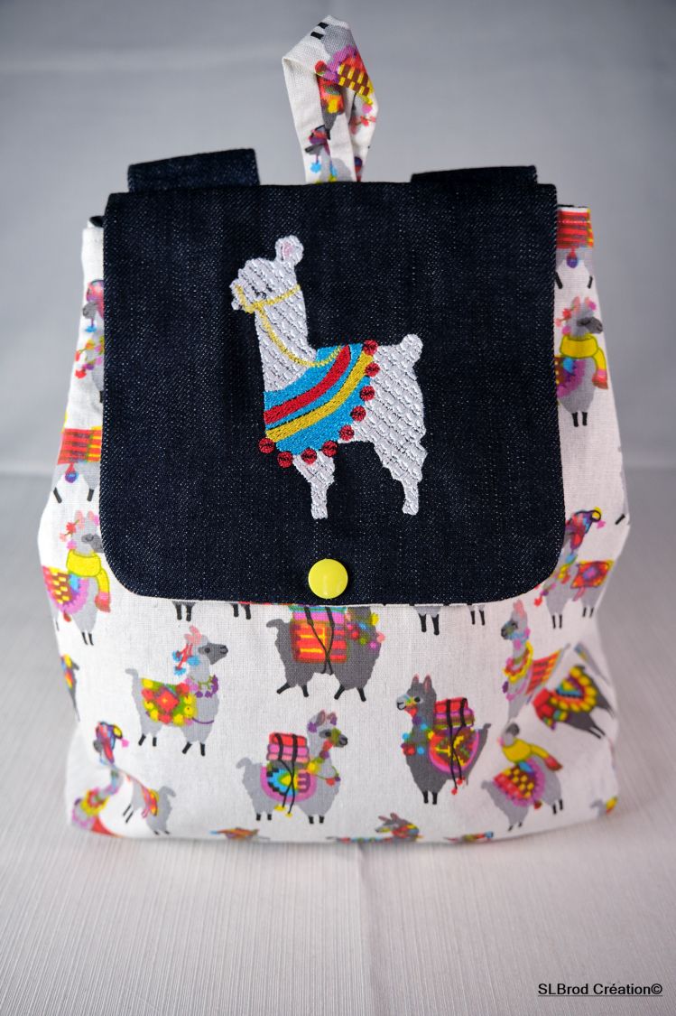 Embroidered llama backpack for kids