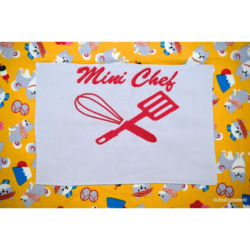 Embroidered apron shiba fabric