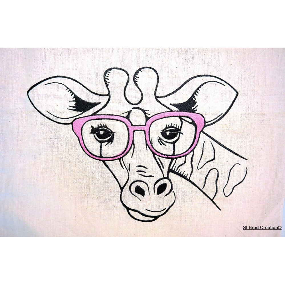 Embroidered Tote Bag giraffe glasses roses customizable