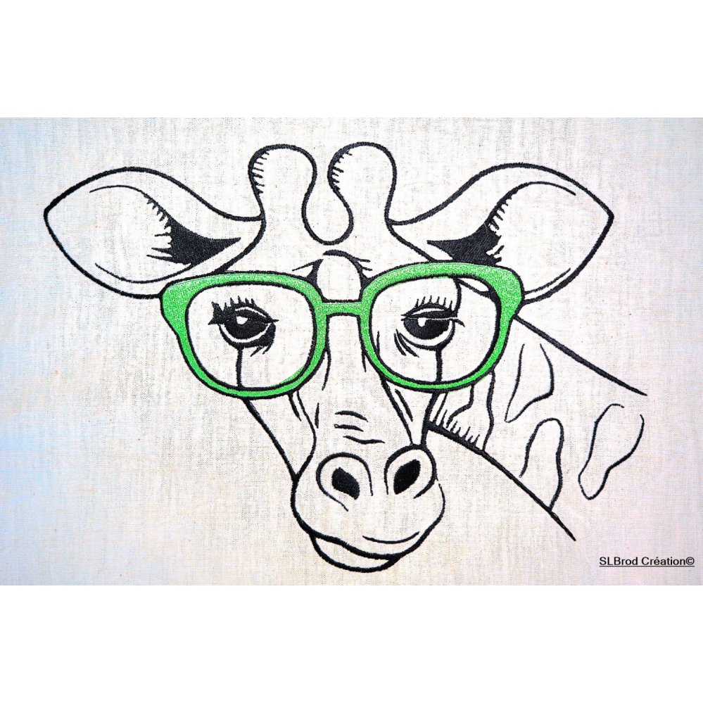 Embroidered Tote Bag giraffe green glasses customizable