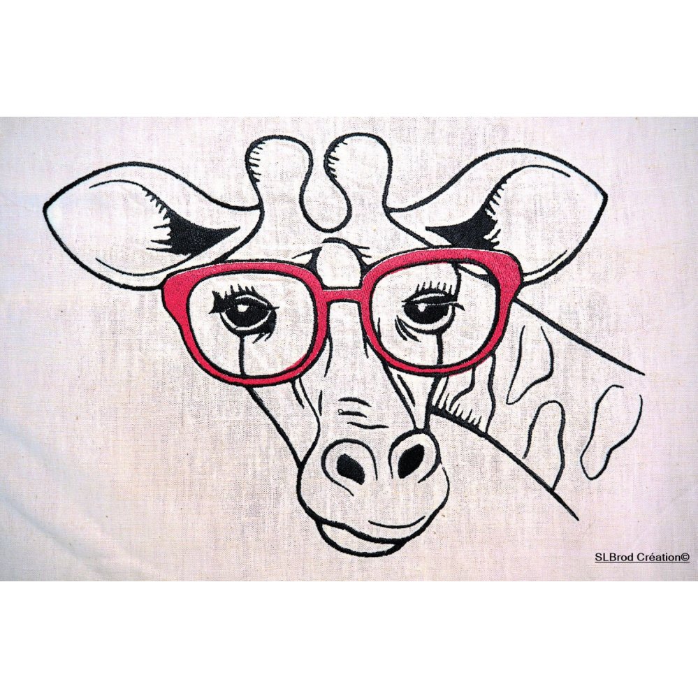 Embroidered Tote Bag giraffe red glasses customizable