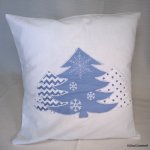 Cushion cover Blue Fir trees in appliqué