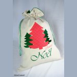 Christmas bag large size red applied fir tree