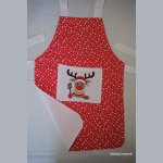 Red reindeer embroidered apron