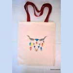 Embroidered buffalo head tote bag