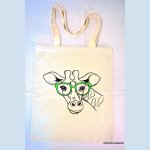 Embroidered Tote Bag giraffe green glasses customizable