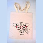 Embroidered Tote Bag giraffe red glasses customizable