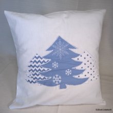 Cushion cover Blue Fir trees in appliqué
