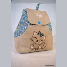 Embroidered backpack kitten customizable